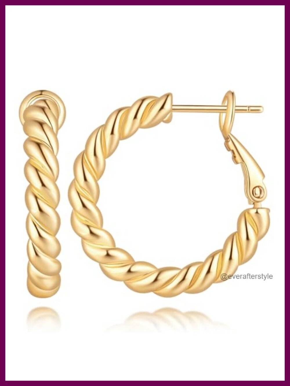 Gold Plated Hoop Earrings for Women | Twisted Rope Retro | 14K